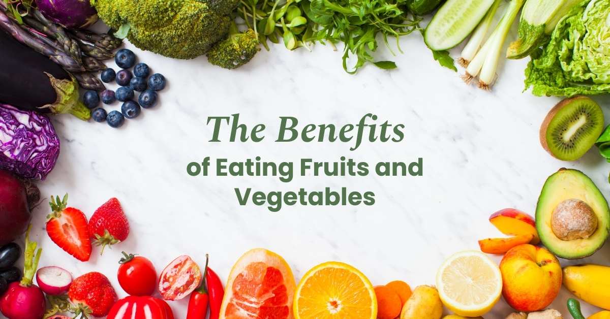 Fruit and Veggie Border Around "The Benefits of Eating Fruit and Vegetables"