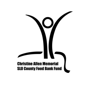 Logo with stylized person and text: "Christine Allen Memorial SLO County Food Bank Fund."